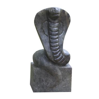 Hand Carved Black Stone Snake Sculpture