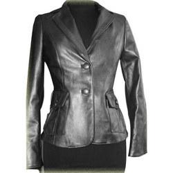 Leather Womens Button Blazer