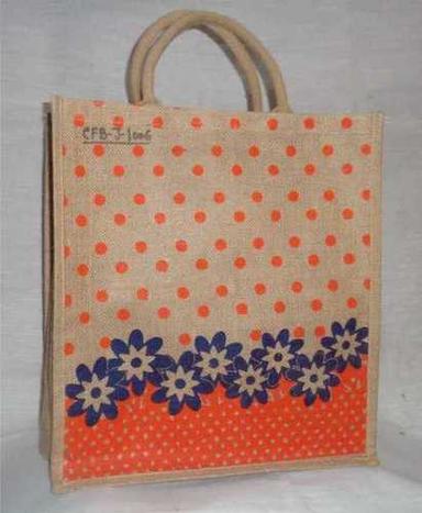 Brown Printed Jute Shopping Bags
