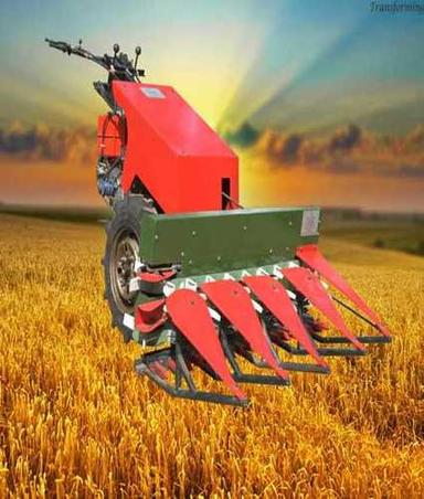 Red + Black + Green Hand Push Power Reaper Machine