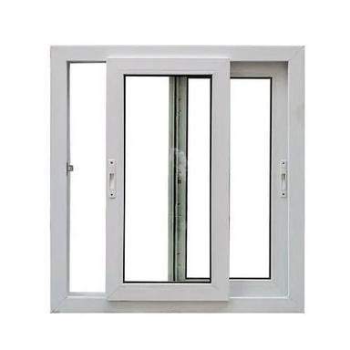 White 15.3 Mm Thick Rectangular Polished Finish Upvc Two Track Window For Residential Use