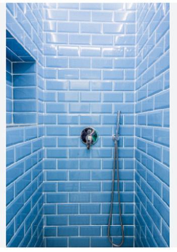 Blues Square Plain Glossy Finish Wall Ceramic Bathroom Tile