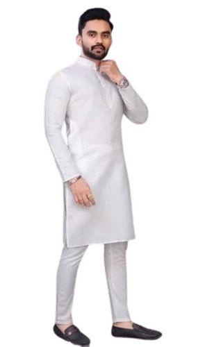 Party Wear Fade Resistant Regular Fit Plain Breathable Mens Long Cotton Kurta Pajama