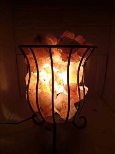 Interior Decorative Iron Basket With Salt Lamp For Home And Hotel
