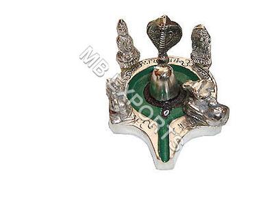Green And Silver White Metal Shivling 
