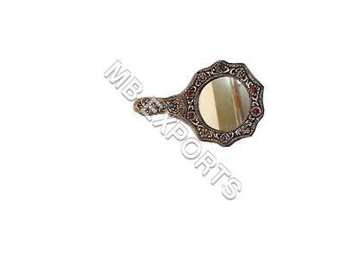 Copper German Silver Fancy Hand Mirror 