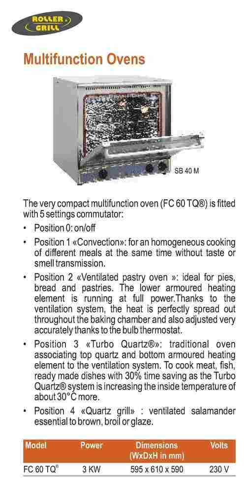 Multifunction Oven Roller Grill FC 60 TQ