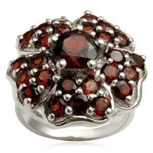 Designer Silver Rings Online In Garnet Ring Pendant Earrings
