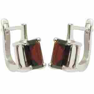 Sterling Silver Earrings, Garnet Tops