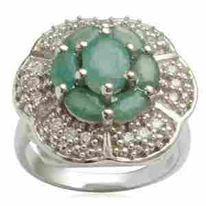 Cheap emerald gemstone ring in sterling silver