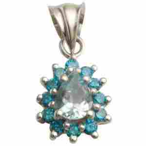 genuine blue topaz pendant in light and dark stone shade