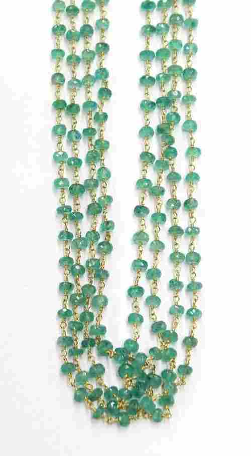 Emerald Rondell Faceted Beads Chain