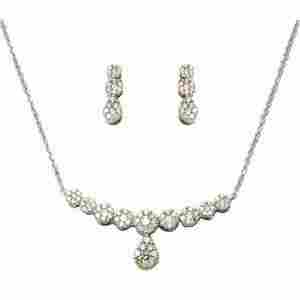 Cluster Diamond Necklace Gold Necklace Set