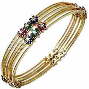 Multi color gemstone bangle design catalog