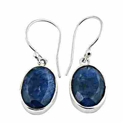 Excellent New Silver Died Sapphire  Earrings