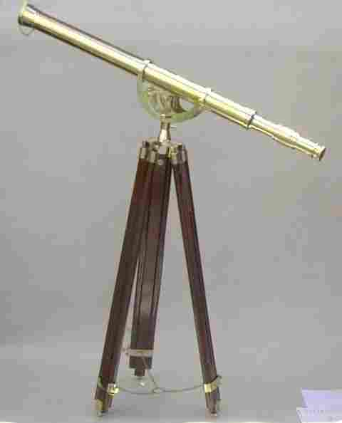 64"Full Brass Telescope With Tripod Wooden Stand