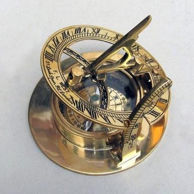 Antique Nautical Brass Sundial Compass