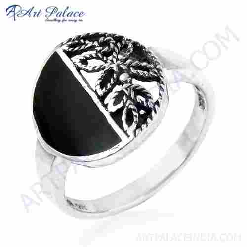 Fashionable Inley Silver Ring Jewelry