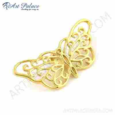 Butterfly Style Fret Work Silver Gold Plated Pendant