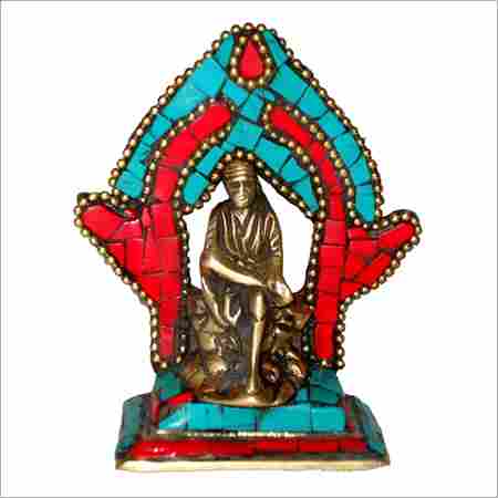 Sai Baba Sitting on Throne W/ Stones