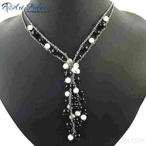 New Latest Black Onyx Stones Necklace Jewelry, 925 Sterling Silver Jewelry
