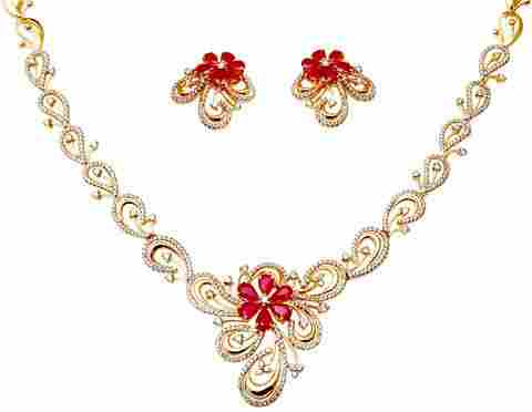 18K Gold Pear Cut Ruby Necklace, Ruby Necklace 
