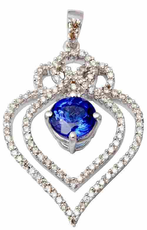  Luxurious cheap  heart shaped  saphire gold diamond  pendant, blue saphire  gold diamond pendant