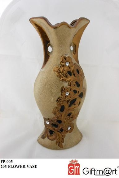 Brown And Golden Ceramic Vase
