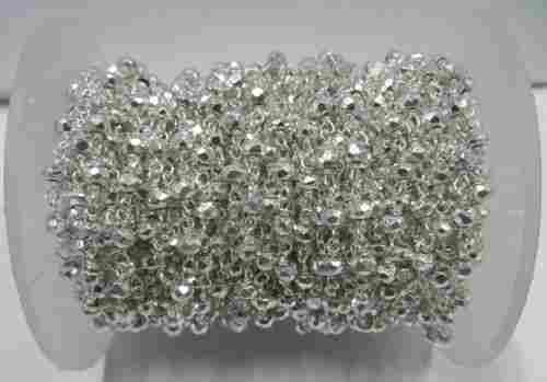 Silver Pyrite Gemstone Beaded Chain Sell Per Meter