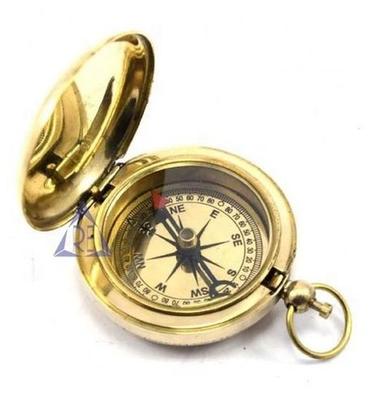 Nickel Plated Push Button Brass Pocket Compass