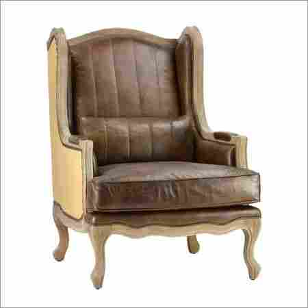 Aged Leather Burlap Arm Chair