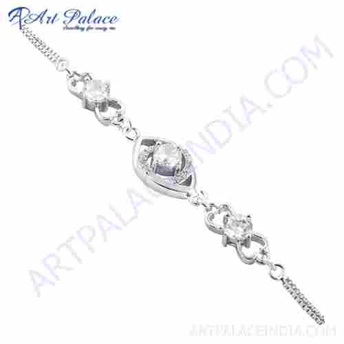 Elegant Fancy CZ Silver Bracelet