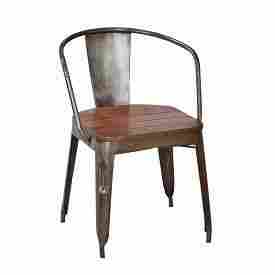 Industrial Iron Chair with Wood