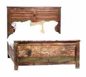 Reclaimed Wood Bed with Shutter framed Headboard
