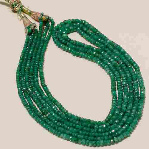 NATURAL EMERALD 3 STRAND BEADED NECKLACE