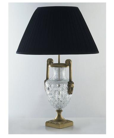White And Black And Golden Etched Glass Table Lamp