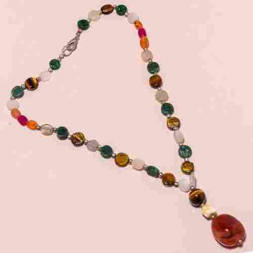 NATURAL GEMSTONE BEADED NECKLACE