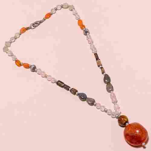 16INCH NATURAL GEMSTONE BEADED NECKLACE READY TO WEAR # BN761