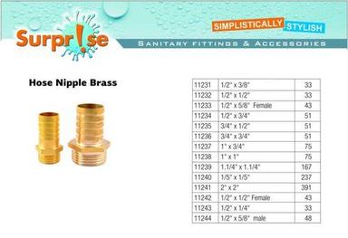 Brass Hose Nipple Weight: 15-35 Grams (G)