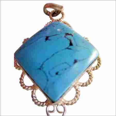 turquoise square 27mm metal ready to wear pendant