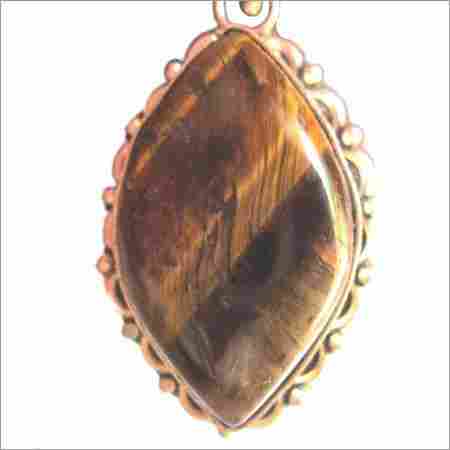 Tiger Eye marquise 20x30mm  metal ready to wear pendant