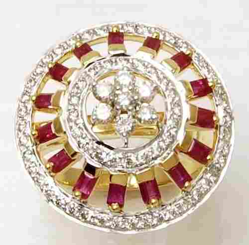 18K Gold Gemstone Diamond Ring