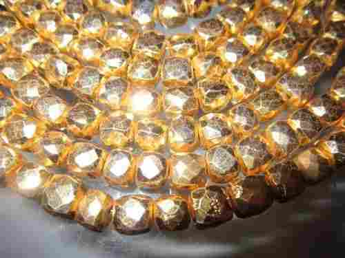 6-7mm faceted box 8 inch  starnd gold pyrite beads  