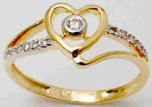 18K Solid Yellow Gold Diamond Ring