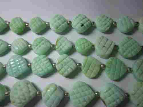 10 inch green opal carved heart shape beads 10mm-13mm  