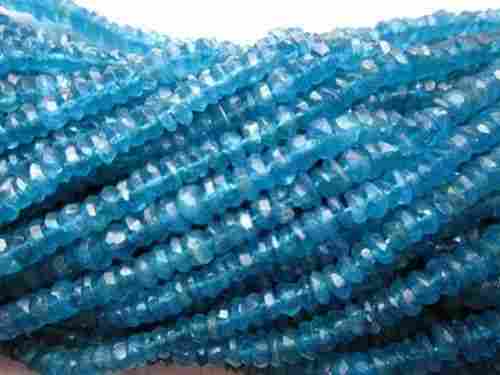 NEON BLUE APATITE 3-4MM FACETED RONDELL GEMSTONE BEADS 7