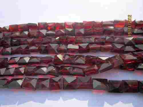 13 Inch Garnet 6mm-7mm both side faceted pyramid shape gemstone beads 
