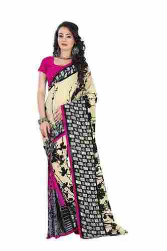 Beige Casual Printed Crepe Georgette with Blouse P
