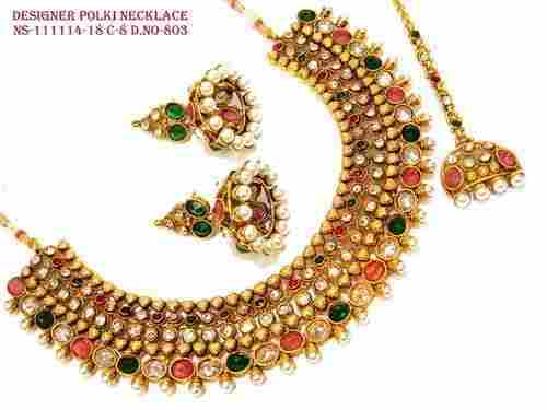 Colourful Broad Polki Necklace