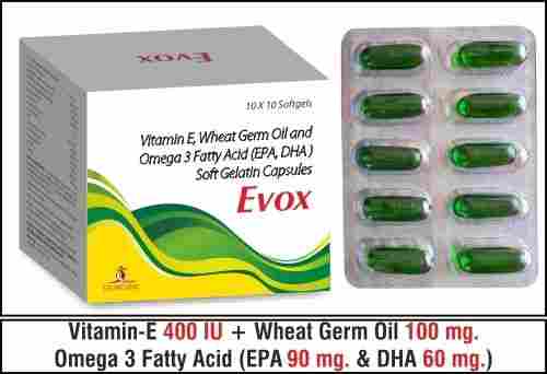 Vitamin-E....400 I.U. + Wheat germ oil....100 mg.  Omega 3 Fatty Acid (EPA 90 mg. & DHA 60 mg.)